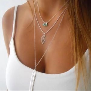 Boho Beaded Feather Layered Necklace